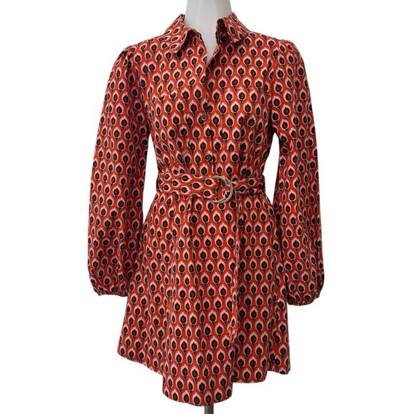 Zara Printed Short Dress Orange - Size Small - Picture 2 of 8